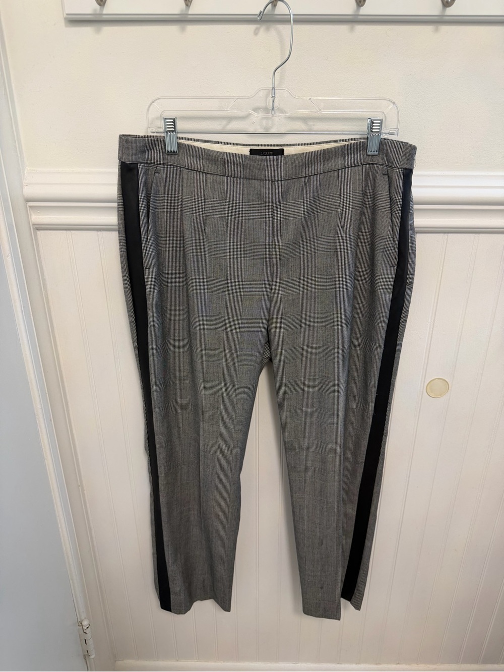 J. Crew “Martie” Wool Blend Gray Dress Pants with Black Side Stripe